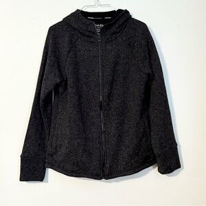 Calvin Klein Marled Black Gray Full Zip Hooded Performance Jacket Women's Size S
